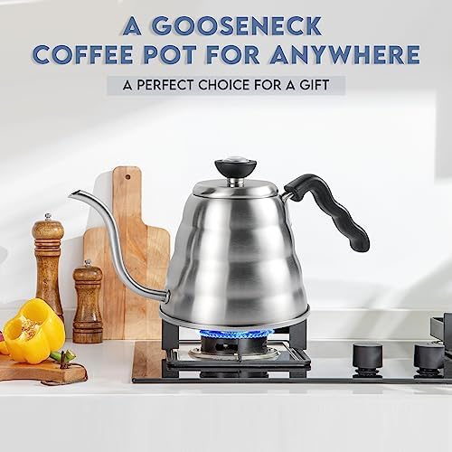 Stainless Steel Gooseneck Kettle, 1.2L/40oz Pour Over Coffee Maker - Image 5
