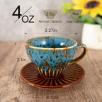 4 oz Espresso Cups with Saucers Set of 6, Ceramic Tea Cup for Latte, Coffee - Image 2
