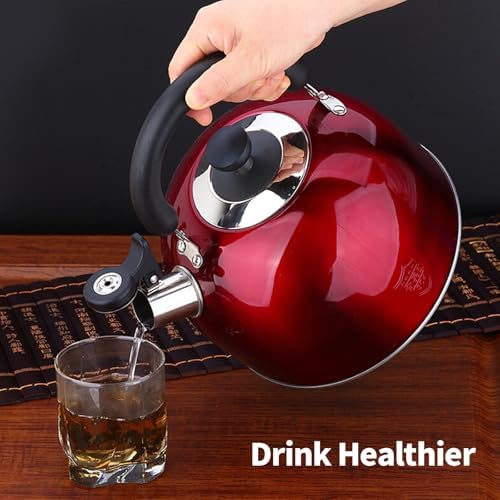 3.75 Quart/4L Whistling Tea Kettle,18/8 Stainless Steel, Red - Image 7