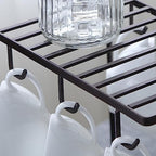 Metal Mug Tree Holder Stand for Counter 6 Hooks Coffee Cup Display Hanger Rack Organizer for Kitchen Cabinet - Brown - 9.5 x 9.1In - Image 3