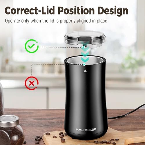 HAUSHOF Coffee Grinder Electric, One Touch Coffee Bean and Spice Grinder - Image 4