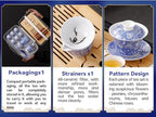 Chinese Tea Set, Gongfu Tea Sets for Adults, Japanese Tea Set, Asian Gaiwan Tea set, Portable Teaset for Home, Outdoor, Office Gifts (Flower Gaiwan 6cups) - Image 4