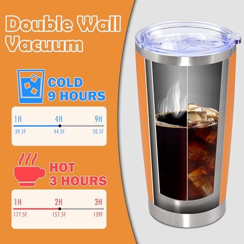 20oz Tumbler Stainless Steel Tumbler Coffee Tumbler with Lid Orange, 4P - Image 5