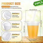 Roshtia 24 Pack 16 oz Plastic Tumblers with Lid and Straw Reusable Cups - Image 2
