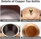 YJX Copper Tea Kettle For Stovetop, Japanese Style Non-Coating Pure Copper Teapot with Stainless Steel Infuser For Loose Tea, Large and Solid Tea Pot For 3-7 Cups (2000ml) - Image 7