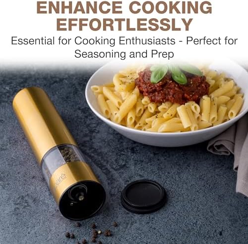Eparé Bundle: Salt and Pepper Grinder & Copper Salt or Pepper Grinder - Battery Operated Ceramic Burr Peppermill - Stainless Steel - Powerful Mill With LED Light - Image 5