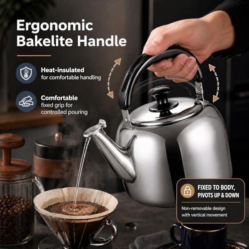 Whistling Stovetop Tea Kettle,Food Grade 316 Stainless Steel,Hot Water Fast to Boil,Stovetop Kettle with Ergonomic Handle,3.1 Quart Capacity - Image 7