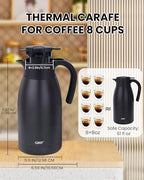 GiNT 1.9L / 64Oz Thermal Coffee Carafe, Insulated Stainless Steel Coffee Carafes for Keeping Hot/Double Walled Vacuum Thermal Carafe (Black) - Image 5