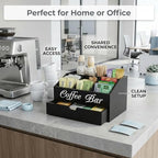 Wooden Coffee Station Organizer with Drawer, 5 Compartment Snack Organizer for Countertop, Coffee Bar Organizer for K-Cups, Tea Bags, Condiments & Office Pantry Storage - Image 7