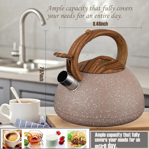 3.1QT/3L Whistling Tea Kettle for Stove Tops,Tea Kettle for Stovetop,Stainless Steel Tea Pot with Anti-Heat Handle and Simple Touch Button to Control Kettle Outlet - Image 7