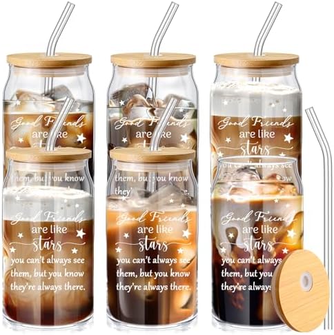 Zhehao 6 Pack Friendship Gifts for Women Friends 16oz Glass Cups Bulk by Zhehao