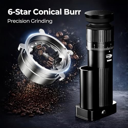 IKAPE Electric Coffee Grinder – 100 Grind Settings, 6-Star Conical Burr, Detachable & Easy to Clean, Durable Aluminum Alloy Body – Perfect for Home & Office Coffee Lovers - Image 3