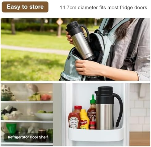 Creamer Pitcher for Coffee,1L/34 Oz Thermal Coffee Carafe,Stainless Steel Coffee Carafes for Keeping Hot and Cold,Double-Wall Design,12-Hour Hot & Cold,Leak-Proof, Portable for Travel,Camping,Office - Image 5