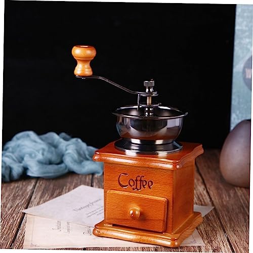 Coffee Bean Grinder Manual Vintage Hand Crank, Ceramic Wood - Image 4