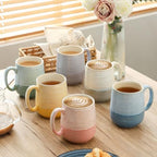 HASENSE Coffee Mugs Set of 6, 15 OZ Porcelain Cups, Two‑Tone Reactive Glaze - Image 3