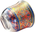 Chandler Espresso Turkish Arabica Coffee Cup Assorted Design Available from Brand 70ml 2.5oz Set of 6 Cups with Gift Box (Glass, Red Blue Peacock Feather Decal G) - Image 4