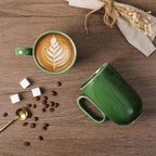 vicrays Ceramic Coffee Mug Set - 16 Ounce Large Stoneware Mug for Men Women - Unique Glazed Porcelain Mugs with Handle for Coffee Latte Tea Milk Cocoa - Set of 6 (Green) - Image 4