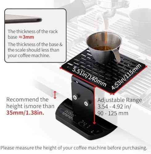 watchget Coffee Weighing Rack Espresso Machine Electronic Scale Weighing Stand Stainless Steel Coffee Scale Rack Stem Waterproof Scale Rod Protection Rack Black - Image 4