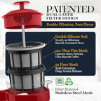 ESPRO P3 French Press Coffee Maker, 32oz, Red, Double Micro Filter Press - Image 3