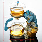 YUDIZWS Lazy Kungfu Drip Teapot,Heat Resistant Tea Set,Sturdy High Borosilicate Glass Teapot,Magnetic Water Diversion Semi-Automatic Teapot Set Magic Tea Set of Holiday Gifts,Fortune tea set - Image 2