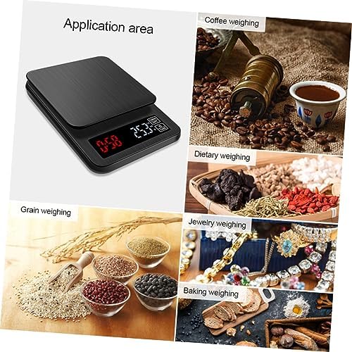 Happyyami 5Kg Electronic Coffee Scale with Timer Capacity Precision Sensors for Cooking and Baking Portable Kitchen Scale Black Color for Weighing Coffee Grains and More - Image 2
