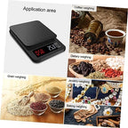 Happyyami 5Kg Electronic Coffee Scale with Timer Capacity Precision Sensors for Cooking and Baking Portable Kitchen Scale Black Color for Weighing Coffee Grains and More - Image 2