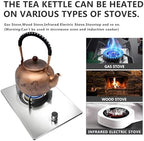 44oz SECHUDO Exquisite Pure Copper Tea Kettle without Coating, Copper Teapot with Tea Ball for Loose Leaf, Japanese Style Classic Tea Pot for Stovetop Safe, Horse Pattern(1300ml) - Image 4