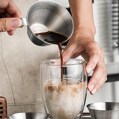8 Pack Espresso Shot Cups with Handle Espresso Measuring Cup Dishwasher Safe Stainless Steel Pouring Cup for Tomato Sauce|Steak Sauce|Dessert|Beverage (Matte Glossy) - Image 4