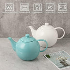 Sweejar Ceramic Tea Pots,40OZ Porcelain Teapot with Infuser (White) - Image 2