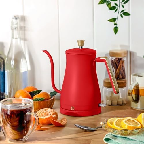 1 Liter Electric Gooseneck Kettle with Precision Pour Spout, Auto Shut Off, Cordless Design, 1200W (Tomato Red) - Image 5
