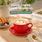 8 Ounce Cappuccino Cups Set of 4, Red - Image 6