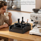 7PCS 54mm Espresso Accessories Kit, Coffee Tamping Station with Knock Box - All-in-One Home Barista Starter Set, Stainless Steel Tamper & Distributor, WDT Tool for Even Extraction - Image 2