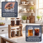 4-Pack 23 fl oz Wide Mouth Mason Jars w/Acacia Wood Rack - Image 3