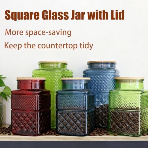 120oz Green Glass Storage Jars with Airtight Lids Tall Glass Jar with Scoop - Image 5