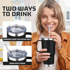 20 oz Tumbler with Handle Stainless Steel Insulated Coffee Tumbler with Lid and Straw Double Wall Vacuum Insulated Coffee Mug Leak Proof Travel Mug Tumbler for Hot and Cold Drink (Black,4pack) - Image 4
