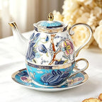 KAMMAK Tea for One Set, Ceramic Teapot, Bone China Tea Set, Cup and Saucer - Image 3