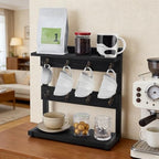 PH PandaHall Rustic Mug Holder Stand 2 Tier Wood Countertop Rack Black Coffee Cup Organizer Shelf Holds 8 Mugs for Kitchen Coffee Bar Home Dining Room Decoration, 14.9x14x15.7 inch - Image 4