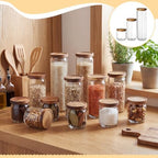 SiliFine Glass Pantry Storage Jar with Lid, 12 Set, Wood Lid - Image 5