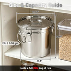 304 Stainless Steel Airtight Food Storage Container with Locking Lid & Clips 5.55gal/21L Large Kitchen Jar for Rice, Flour, Sugar, Grain, Coffee Beans - Image 3