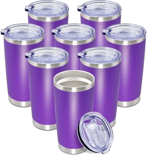 20oz Tumbler Insulated Coffee Tumblers with Lid Stainless Steel Purple 8P by AEPDTD