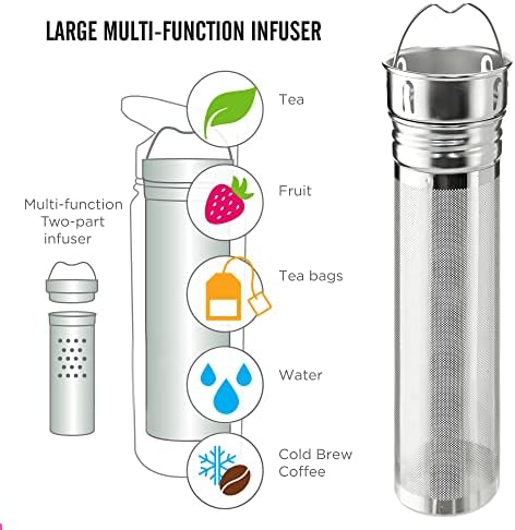 GROSCHE Chicago Steel Vacuum Insulated Tea Infuser Bottle, White, 32 fl oz - Image 6