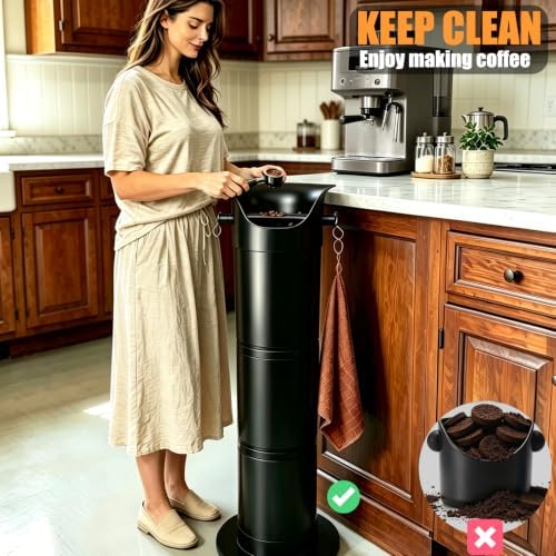 Espresso Knock Box for Coffee Grounds, Commercial Coffee Knock Box with Garbage Bags, Towel and Brush, Removable Espresso Dump Bin with Base for Coffee Shop Station, Bar, Home -18L Espresso Trash Can - Image 7