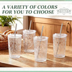 Wiwiqing 12 Set 16oz Vintage Tumbler with Lid and Straw Bulk, Clear - Image 5
