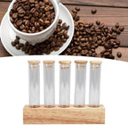 Yosoo Health Gear Coffee Bean Jars Canisters, Glass Coffee Storage Containers with Wood Base, Airtight Single Dose Bean Storage Tubes, Espresso Cellars with Stand (5 Hole) - Image 2