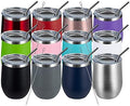 MEWAY 12oz Wine Tumbler Mix Color 12 Pack Bulk Gifts for Women, Vacuum Stainless Steel Travel Mug with Lid,Insulated Stemless Wine Cup Glass for Coffee,Cocktails,Drinks(Mix,Set of 12) by MEWAY