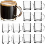 QAPPDA Glass Mugs 12 oz, Clear Coffee Mugs With Handle 350ml,Tea Mug Water Mug Beer Glasses With Handle,Glass Drinkware For Beverage,Juice,Latte Cups Cappuccino Mugs Water Cup 12pack by QAPPDA