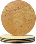Coasters for Drinks 4 Pcs Cork Vegan Round Edge Sturdy Light Weight Drink Coaster with Holder Table Housewarming Home Kitchen Decor Gift Set for Women Men (Natural) by Corkor