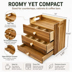 Acacia Wood Tea Bag Organizer, 3-Tier Tea Organizers with 14 Compartments - Image 3