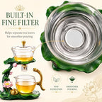 Glass Lotus Teapot with Infuser, Chinese Gongfu Tea Set for Adults, Elegant Handcrafted Semi-Automatic Tea Maker for Home, Office and Afternoon Tea - Image 4