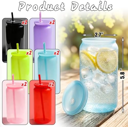 16oz Acrylic Tumblers Cups with Lids and Straws, 12 Pack Plastic Mason Jars Iced Coffee Drinking Glasses for Park Picnic, Poolside, Party Giveaways, Jelly Color - Image 2